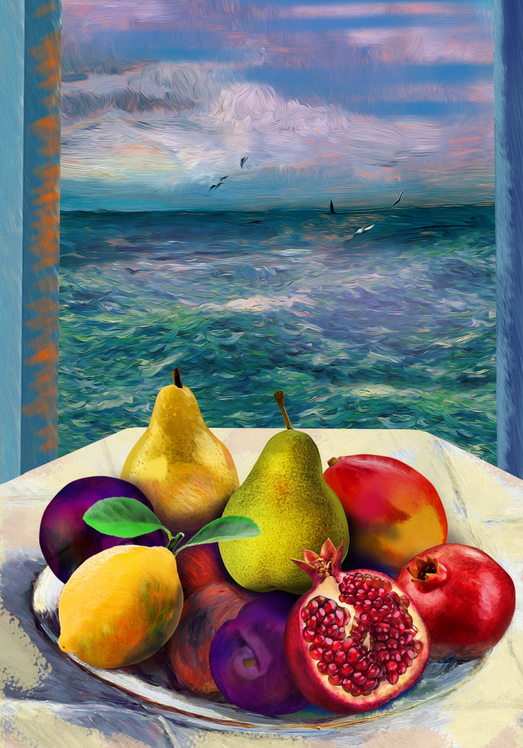 Oil Abstract lemon