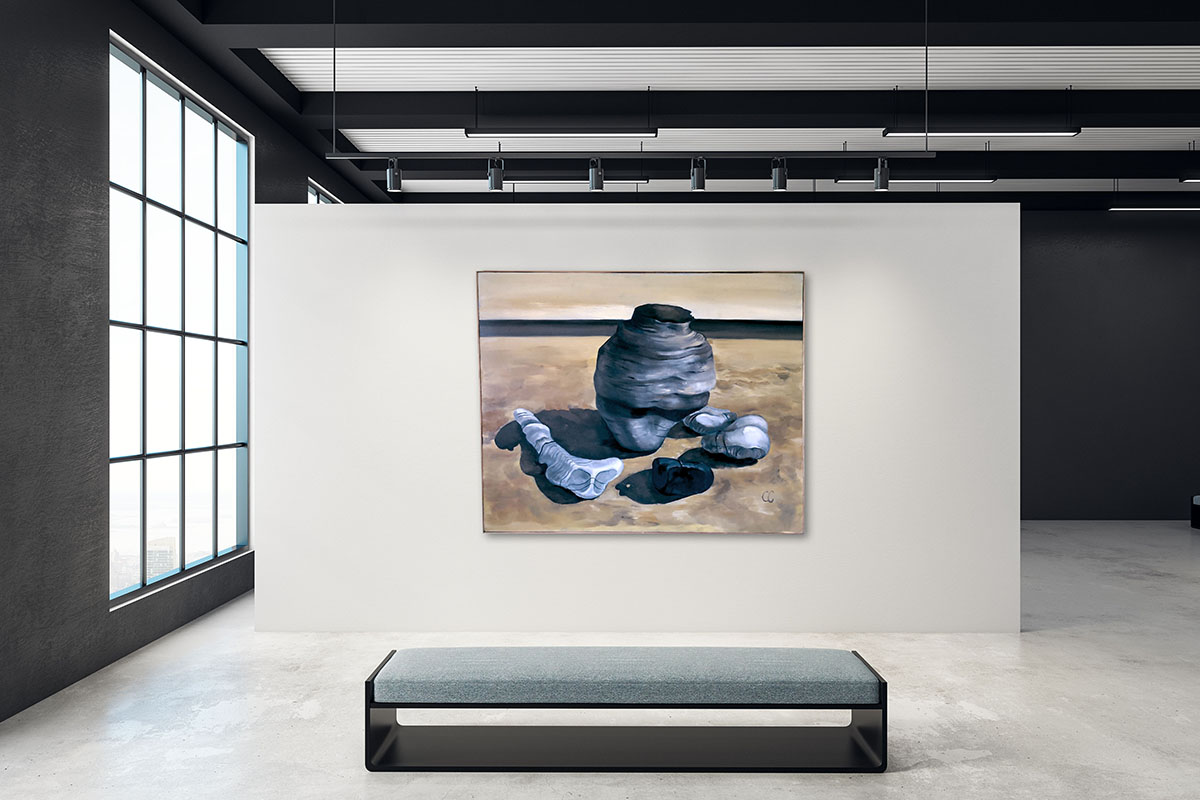 Exhibition hall with blank poster